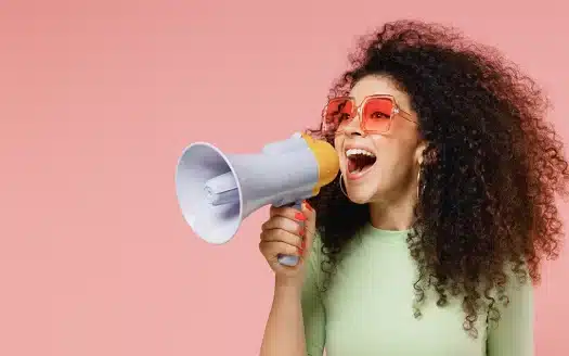 beautiful woman with a megaphone