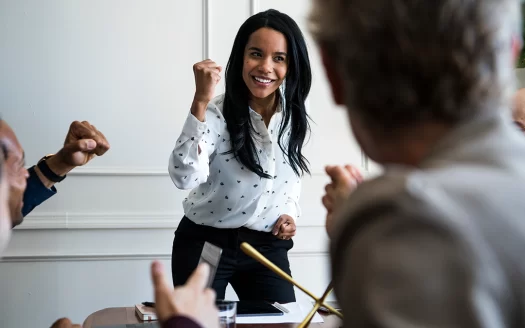 Young woman leading a team meeting