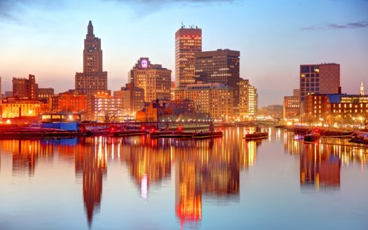 Providence RI at dusk GettyImages 1139379170